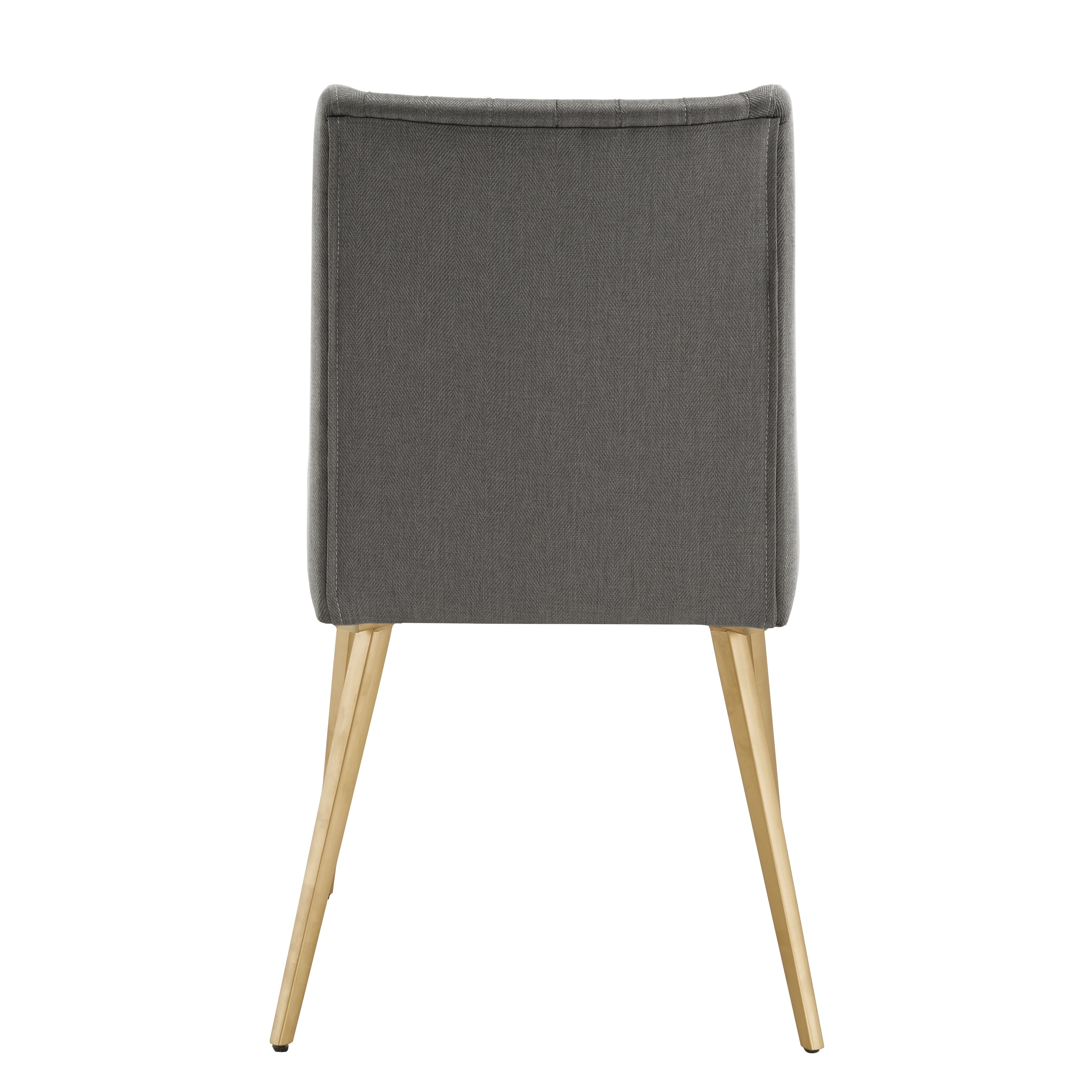 Ember Interiors Ponce Gold Finished Metal Fabric Upholstered Dining Chairs, Set of Two, Dark Grey