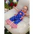 thumbnail image 6 of BemeyourBBs Kids Toddler Baby Girl 4th of July Outfit Patriot Independent Day Clothes Summer Romper Overalls Sleeveless Stars and Stripes Print Bow Jumpsuit Toddler Baby Girl Fourth of July Outfit, 6 of 9
