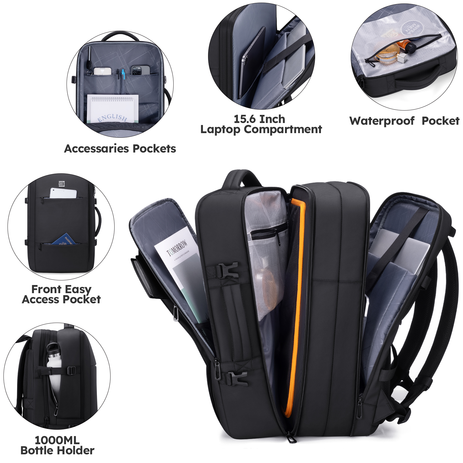 UKEIN 40L Expandable Travel Backpack with Laptop Compartment photo 4