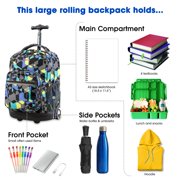 J World Boys and Girls Sunrise 18 Rolling Backpack for School and Travel, Cubes