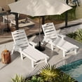 thumbnail image 7 of 5-Position Patio Lounge Chair for Outside, HDPE Outdoor Chaise Lounge with Cup Holder, Resin Pool Lounger Chair with Rolling Wheels, White, 7 of 7