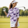 thumbnail image 4 of Aplkyhs Halloween Purple Bats Women Sport Shirts 3/4 Sleeve Sport Shirts Soft and Comfortable Quarter Zip Lightweight with Collar Shirt Fit Plain Suitable for Tennis Enthusiasts, 4 of 7