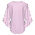 thumbnail image 6 of Pure Pink Women's V-Neck Blouse With 3/4 Ruffled Bell Sleeves Casual Top Ladies Blouses, 6 of 7