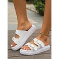 thumbnail image 2 of Women‘s European And American Style Solid Color Wedge Platform Sandals With Thick Sole And French Style Rubber Bottom Flip-Flops  Decorated With Metal Hardware Buckles And Stripes On The, 2 of 6
