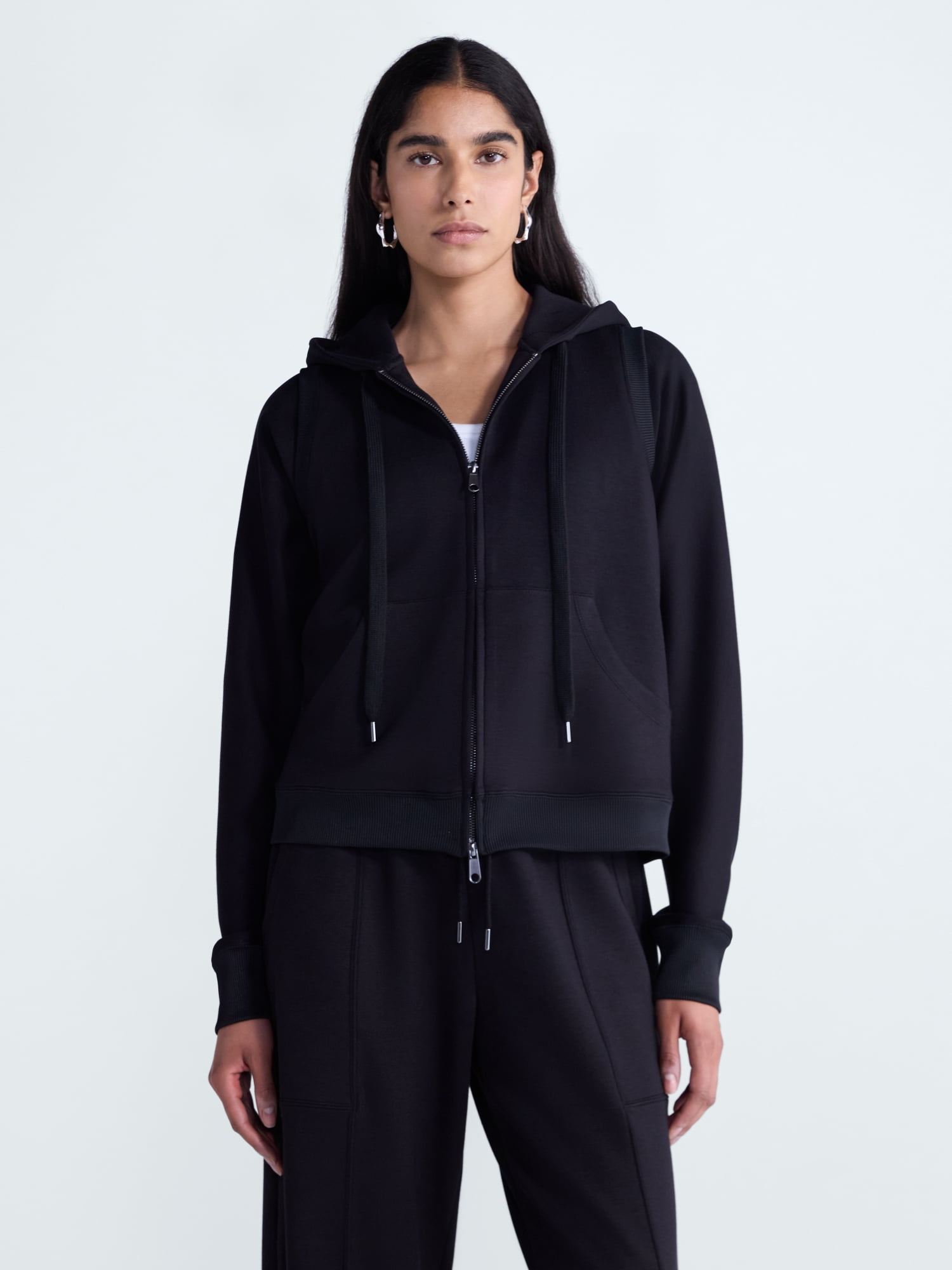 Scoop Women's Scubaknit Sleeveless Hoodie Shrug Set, 2 Piece, Sizes XS-XXL