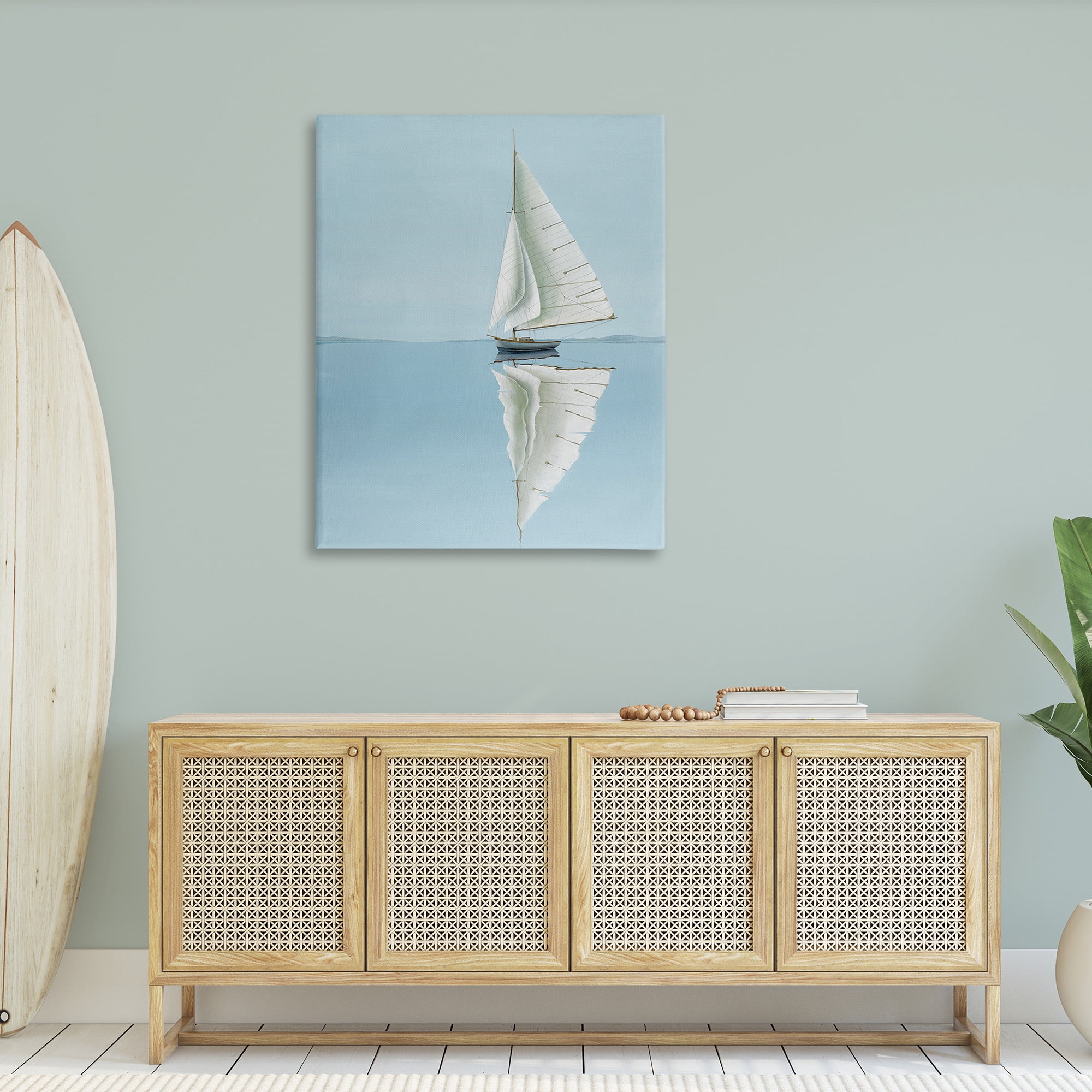 Stupell Industries Minimal Watercraft Reflection Transportation Painting Gallery Wrapped Canvas Art Print Wall Art, 36 x 48