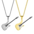 thumbnail image 1 of Miangastore Guitar Dangle Pendant Necklace 2Pcs Titanium Steel For Men And Women Assorted Color, 1 of 8