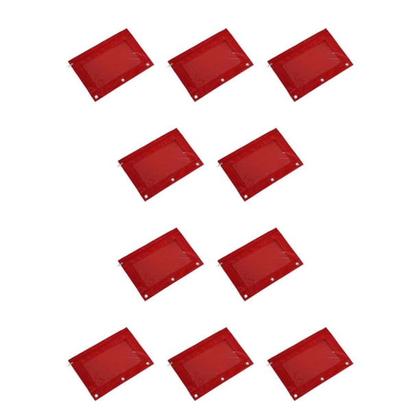 Injueey Práctica bolsa con cremallera para organizar archivos y documentos Bolsa de almacenamiento de documentos duradera roja Rojo 10Conjunto