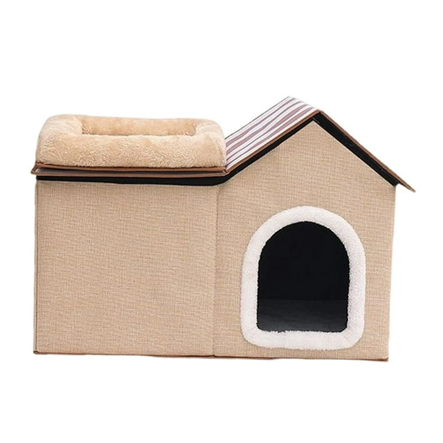 koolsoo Cat House Comfortable Warm Multifunctional Indoor Condo for Small Cat Kitten Beige