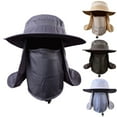 thumbnail image 2 of Men Summer Outdoor Hiking Fishing Hat Sun UV Protection Neck Face Flap Cap Hats Wide Brim Bucket Sun Caps Breathable, 2 of 3