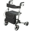 HealthSmart Walker Rollator with Seat and Backrest, Adjustable Handle Height, FSA HSA Eligible, Removable Storage Bag and a Durable Lightweight Frame That Folds While Supporting up to 300 pounds