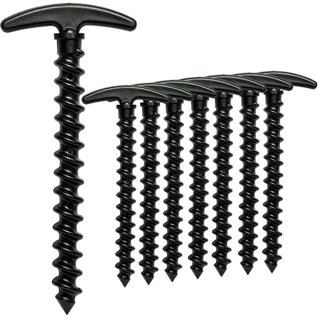 Estacas para tienda de campaña, paquete de 10 estacas para suelo con anclaje en el suelo, estacas para suelo en espiral en forma de T de 5,7 pulgadas para tienda de campaña, lonas para lluvia, toldo, JAMW Sencillez