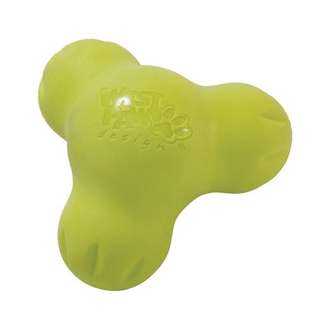 green rubber dog toy