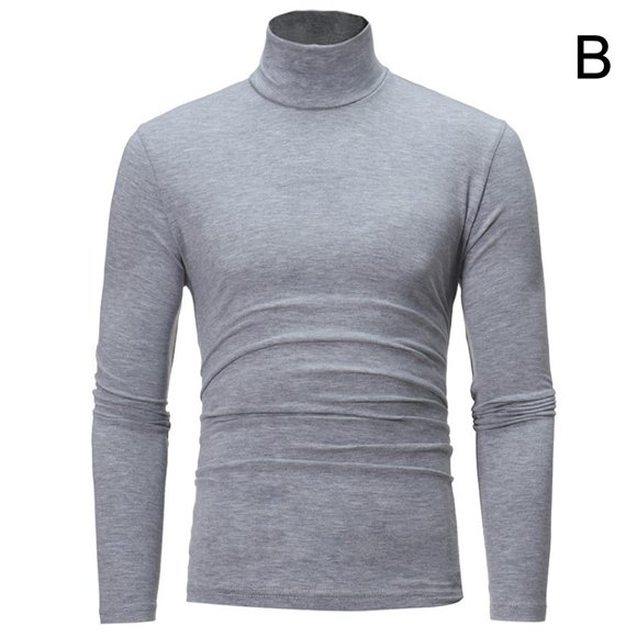 Mens Turtle Roll High Neck Jumper Warm Fleece Pullover Long Sleeve Sweater V0A4