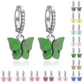 thumbnail image 2 of Women Butterfly Earrings Rhinestone Copper Pierced Earrings Dangle Earrings, 2 of 10