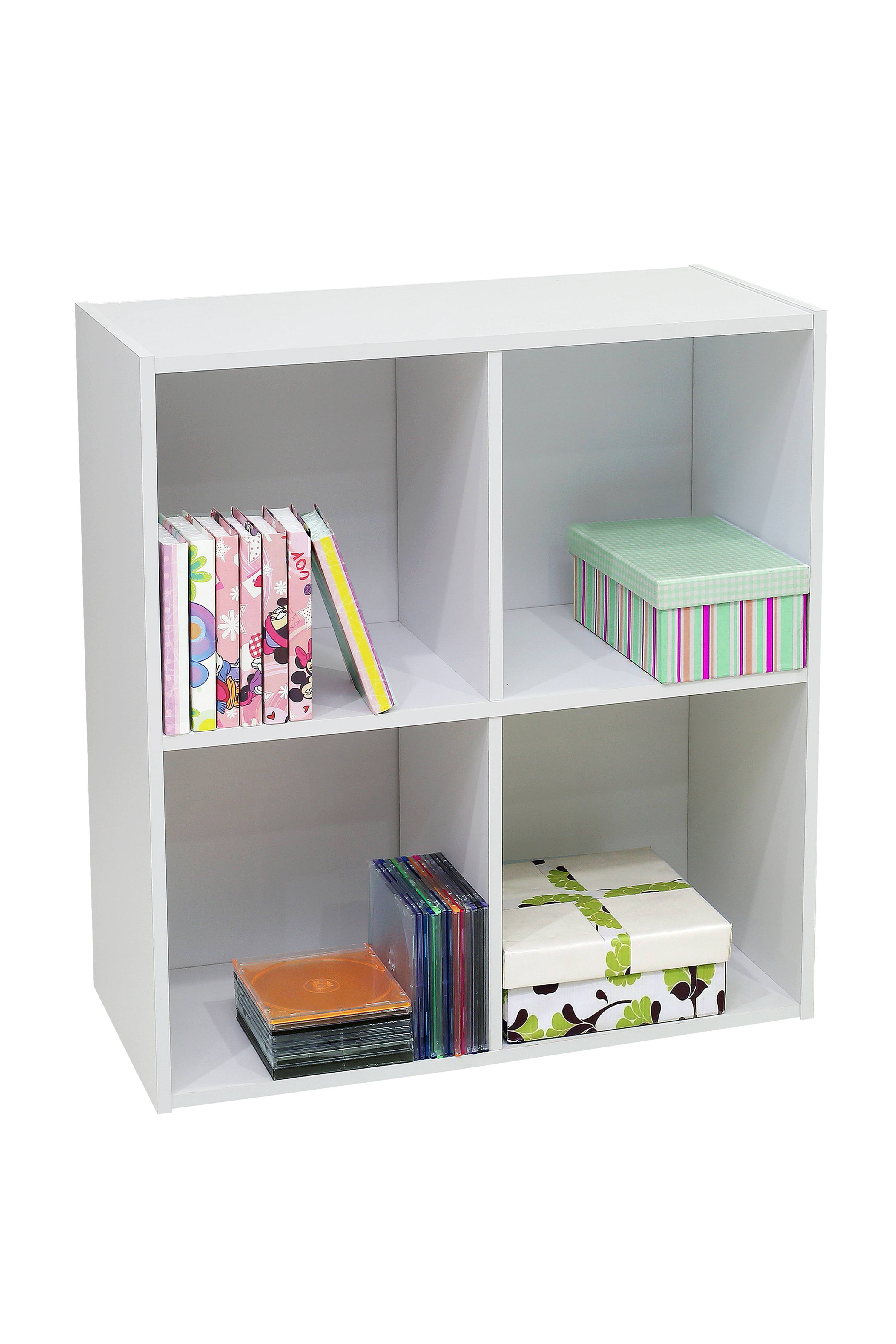 White Wood 4 Cube Organizer Storage Unit Bookcase Organizer