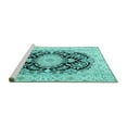 thumbnail image 2 of Ahgly Company Machine Washable Indoor Square Medallion Turquoise Blue Traditional Area Rugs, 8' Square, 2 of 4