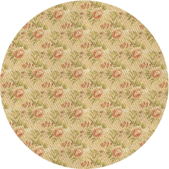 Ahgly Company Machine Washable Indoor Round Transitional Caramel Brown Area Rugs, 8' Round