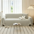 thumbnail image 3 of HYwys Chenille Sofa Towel for living room French Style home decoration Sofa Cover Couch Cover Tassel edge Waffle cushion (Simple line,180X230cm), 3 of 6