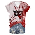 thumbnail image 1 of AWZXDE T-Shirts Élégants pour Femmes - T-Shirt à Manches Courtes Imprimé Col Rond pour Usage Quotidien Sorties Décontractées et Superposition, 1 of 4