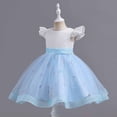 thumbnail image 5 of YWDJ Children Baby Girls Middle-aged Childrens Sleeveless Embroidery Mesh Dress Gauze Dress Princess Dress Blue 6-7T, 5 of 9