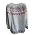 thumbnail image 4 of Vintage Striped Fair Isle Knitted Sweaters Women Oversized Long Sleeve Crew Neck Cute Lightweight Fall Winter Casual Pullover Jumpers Light Gray S, 4 of 4