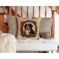 thumbnail image 3 of Bernese Mountain Dog Christmas Flowers Throw Pillow 14 in x 14 in, 3 of 5