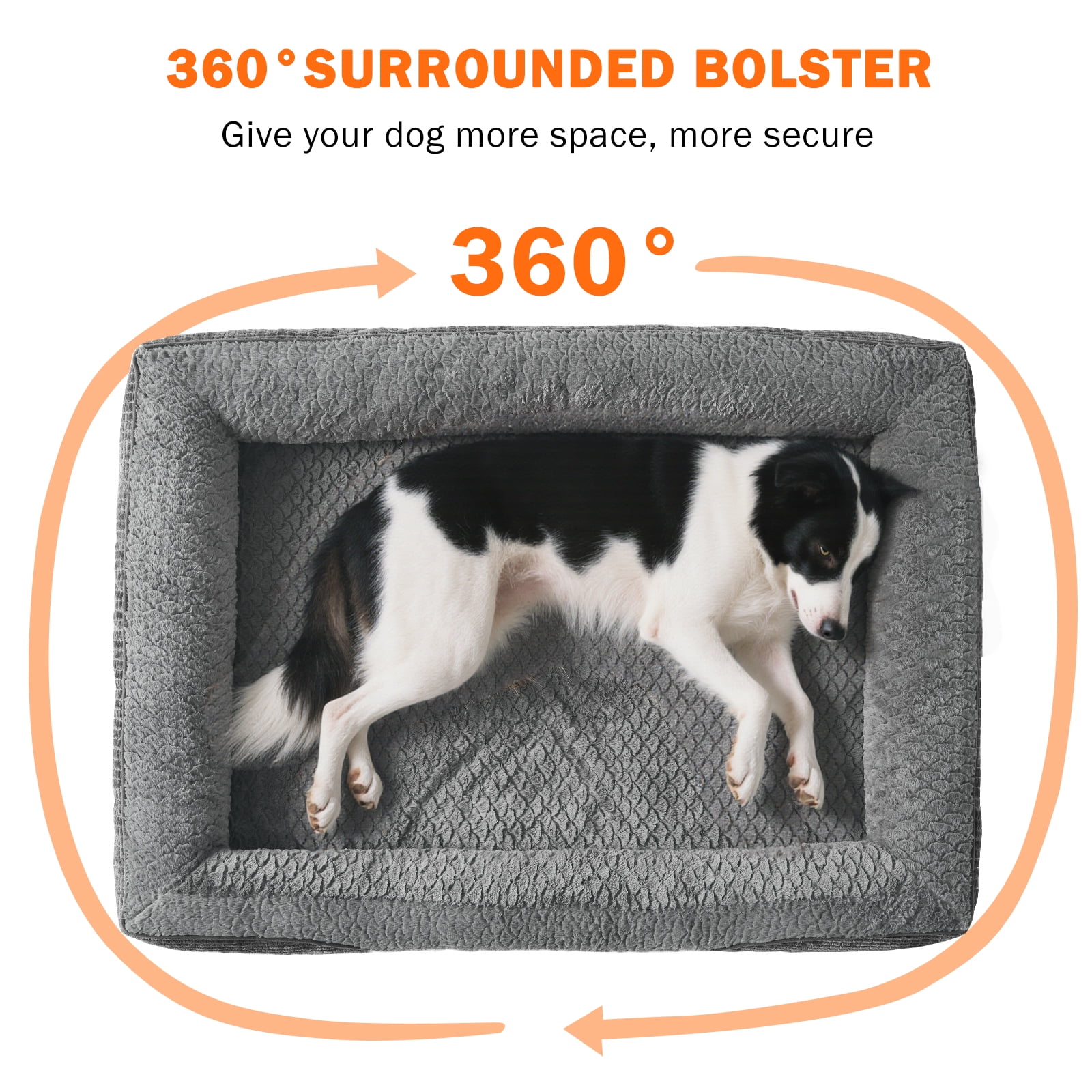 Durable Dog Sofa The Pet Bed, Washable Removable Cover with Zipper and Non-Slip Bottom Bolster, Waterproof Orthopedic Foam Dog Beds for Large Dogs, Gray, 42in