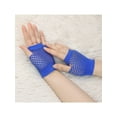 thumbnail image 4 of INSPIRE CHIC Women's Fingerless Mesh 1980s Fancy Dress Party Costume Accessories Fishnet Gloves Short-1Pair Royal Blue, 4 of 5