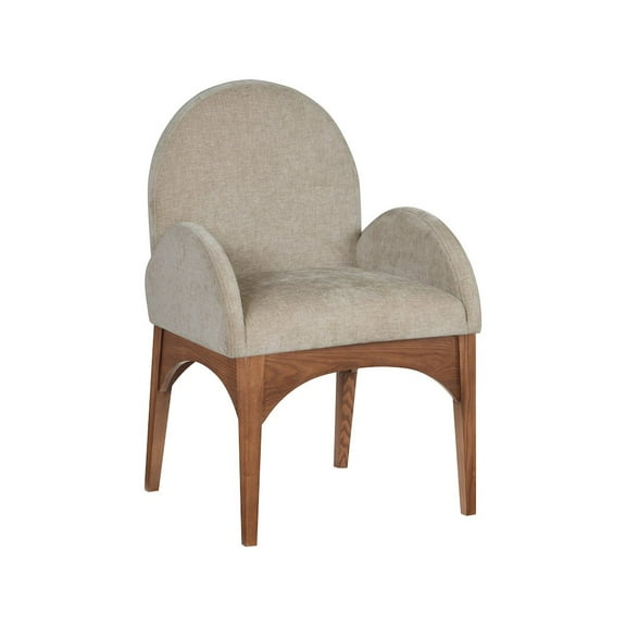 Meridian Furniture Waldorf Beige Chenille Fabric Dining Arm Chair