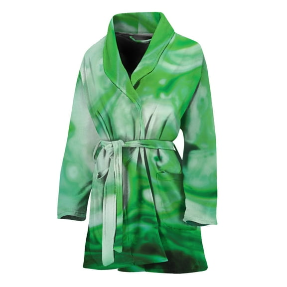 Green Acid Melt Women Bathrobe One Size Univeral Fits Fashion Lightweight Plush Fleece Long Robe For Women