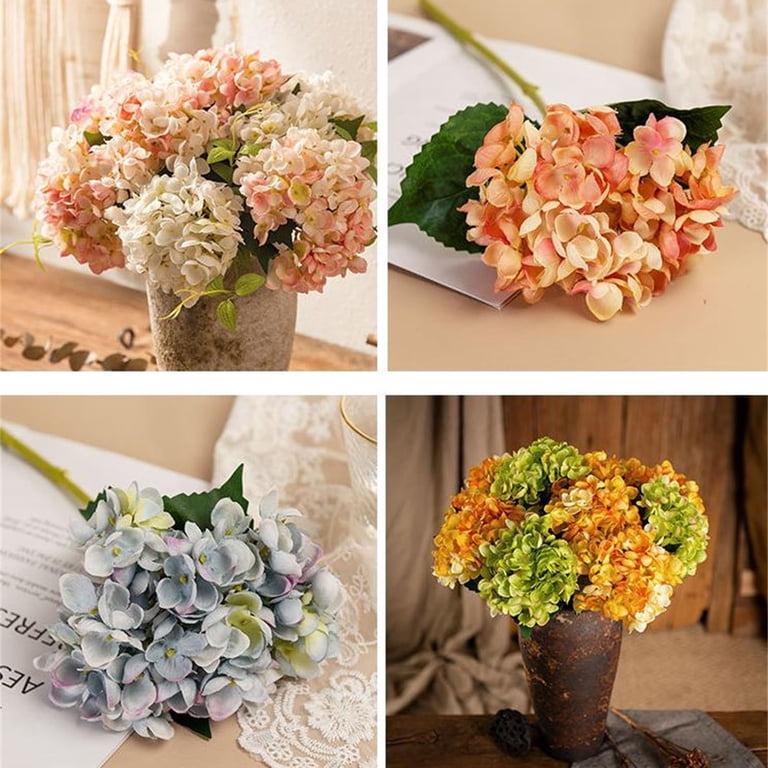 SLYNSHome Artificial Hydrangea Flowers,Fake Hydrangea Bouquet No Fade Faux  Hydrangea Plants for Wedding Bridle Bouquet Outdoor Home Garden Kitchen ...