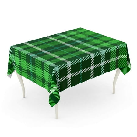 

KDAGR Plaid Check Pattern in Dark Green Forest Myrtle Aqua Tablecloth Table Desk Cover Home Party Decor 52x70 inch