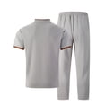 thumbnail image 5 of Men's Short Sleeve Tracksuit Summer V Neck T Shirt & Pants Set Pocket Waffle Knited Solid Two Piece Casual Daily Duty-off Gray, 5 of 5