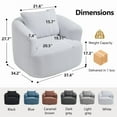 thumbnail image 3 of 360 °   Swivel Round Upholstered Comfy Chair With One Soft Pillow, Teddy Fleece High-Resilience Sponge Single Sofa, No Assembly for Living Room, Bedroom, Apartment, Blue, 3 of 12
