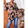 thumbnail image 1 of Tallas de flores de talla grande Top de excedentes de alta gasa baja Rosegal Blusas Tallas Grandes, 1 of 5