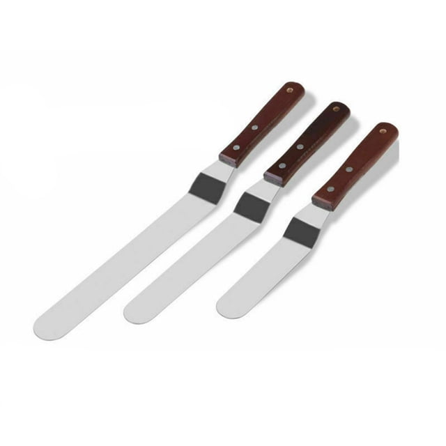 NUOLUX 3Ud Espátulas Para Crema Y De Pastel Multicolor Con Mango De Madera