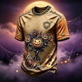 thumbnail image 2 of Halloween Gift for Men Casual Everyday Men’s T Shirt with Halloween Pumpkin Face Graphic for AllSeason Comfort and Soft Breathable Fit Gold M, 2 of 4