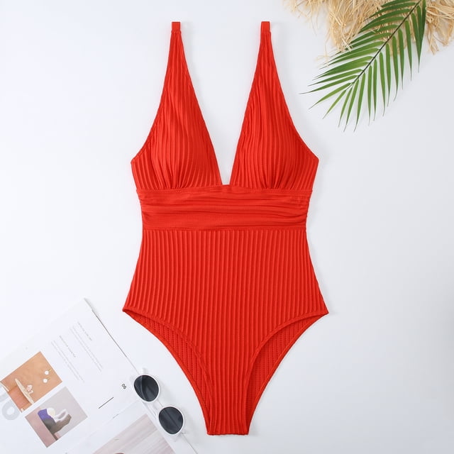 Traje de baño de una pieza con tiras verticales de palillo de dientes, traje de baño sexy ajustado a la cintura
