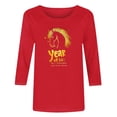 thumbnail image 5 of Ounisa Year of The Horse Women's Long Sleeve Shirts Casual Crew Neck Tops Tee Tshirts Loose 3/4 Sleeve Top Outfits Clothes, 5 of 5