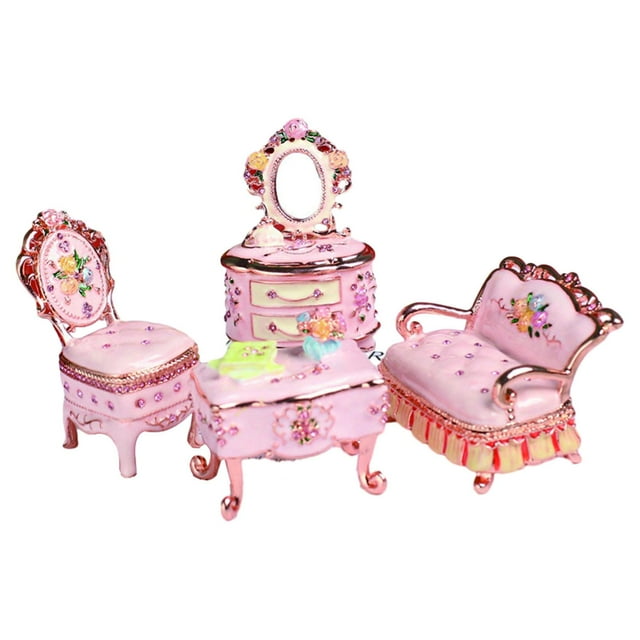 Joya de muebles Joyero de joyero de la caja de baratijas de esmalte Estatua de almacenamiento de joyería versátil para la fiesta Rosa