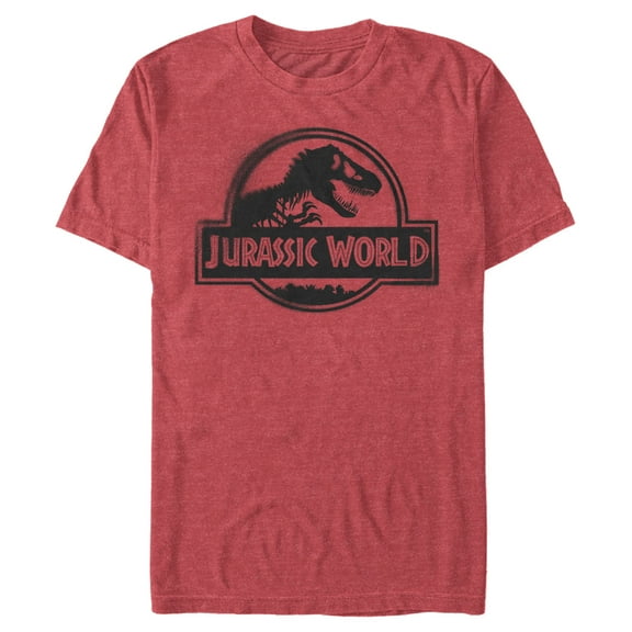 Men's Jurassic World Spray Paint Print Logo  Graphic Tee Red Heather Small