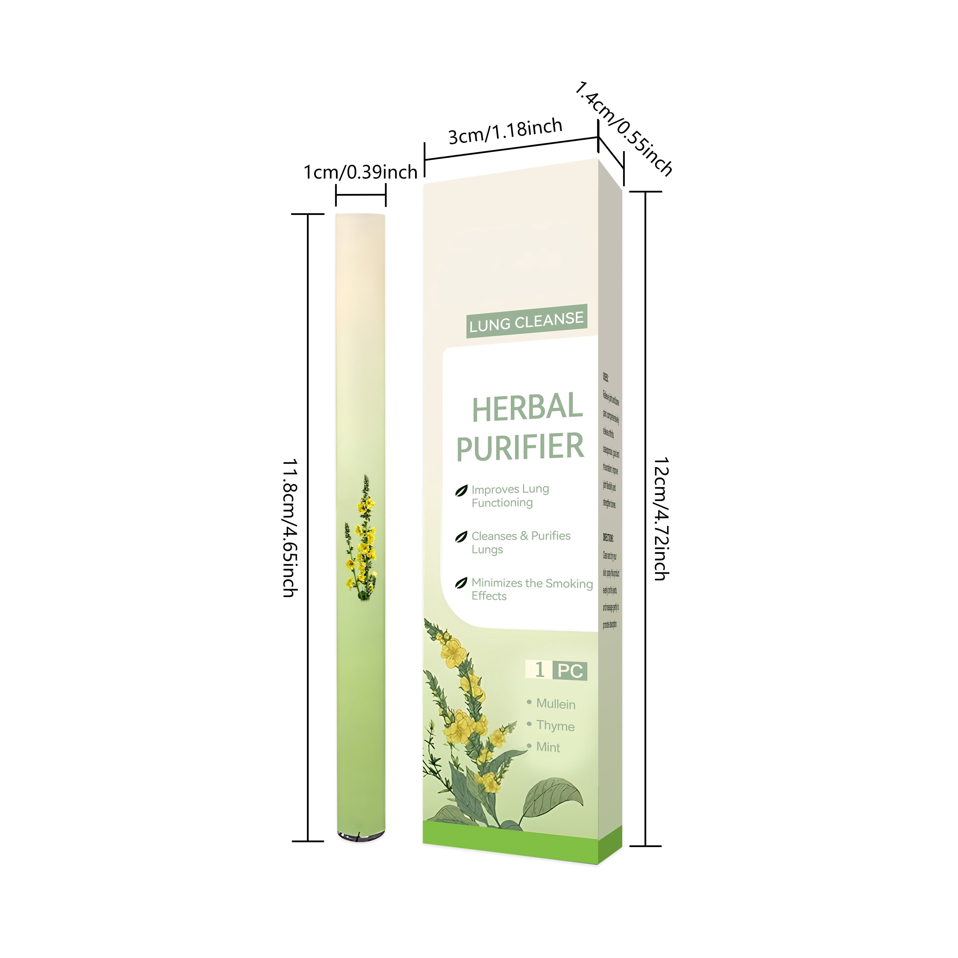 Alvantor Herbal Diffuser Pen with Mullein for Breathing Relief, Aromatherapy Essential Oil Nasal Stick, 1 Count