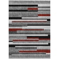 thumbnail image 2 of HomeRoots 613276 9 x 12 ft. Gray, Black & Red Striped Washable Indoor & Outdoor Rectangle Area Rug, 2 of 5