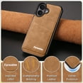 thumbnail image 6 of for iPhone 16 PU Leather Case with Card Holder, Flip Wallet Case for Men Women, Classic Durable Protective RFID Blocking Skin Friendly Stand Phone Case for iPhone 16, Brown, 6 of 8