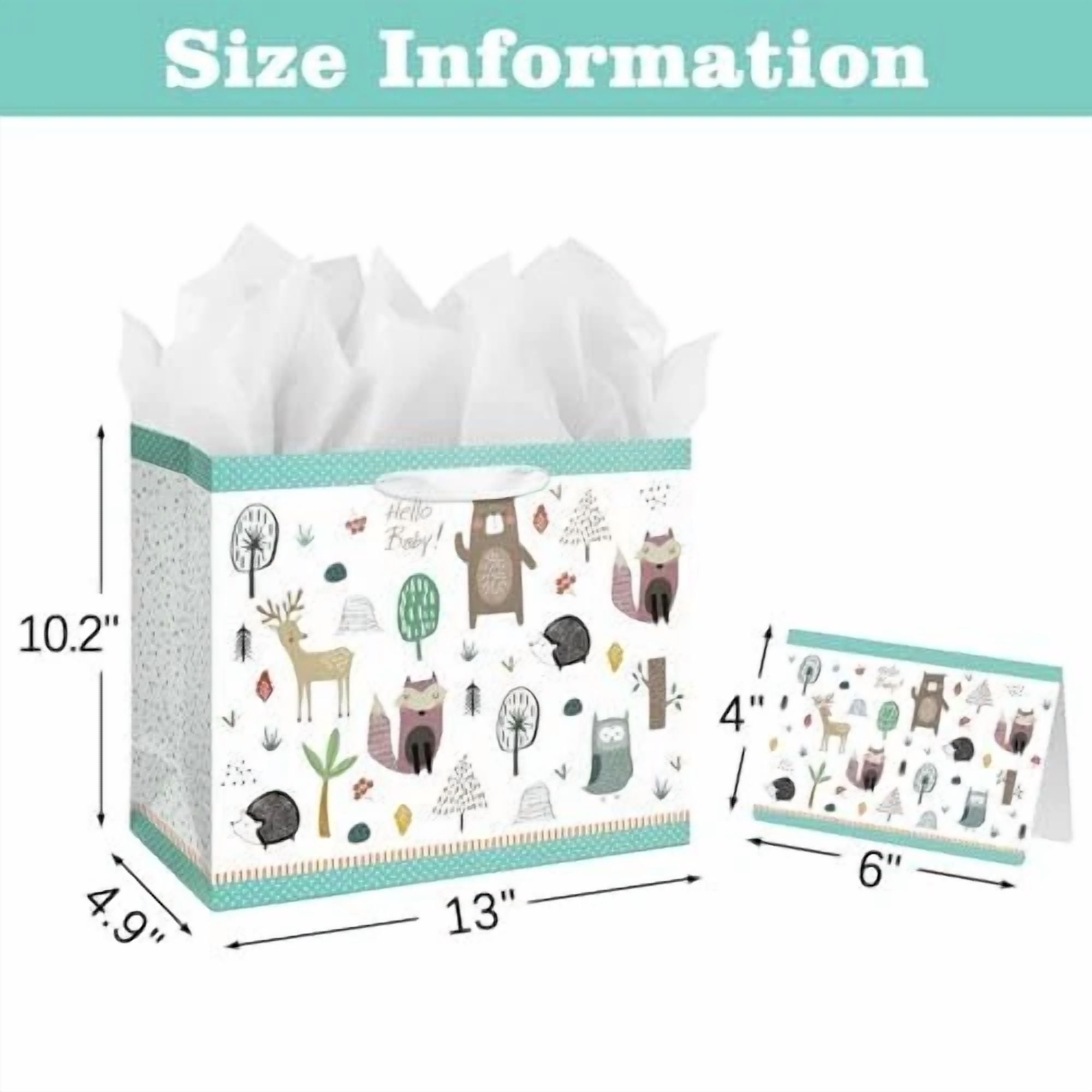BUTTERFLY- 13" Large Baby Gift Bag With Card And Tissue Paper For Baby Shower,Kids