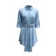 thumbnail image 2 of VISgogo - Vestido informal para mujer, con solapa, diseño de botones delanteros, dobladillo con volantes irregulares, elegante camisa, vestido + cinturón VISgogo moda, 2 of 5