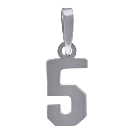 925 Sterling Silver Unisex Letter Name Personalized Monogram Initial Sport game Number 5 Charm Pendant Necklace 19x6.7mm