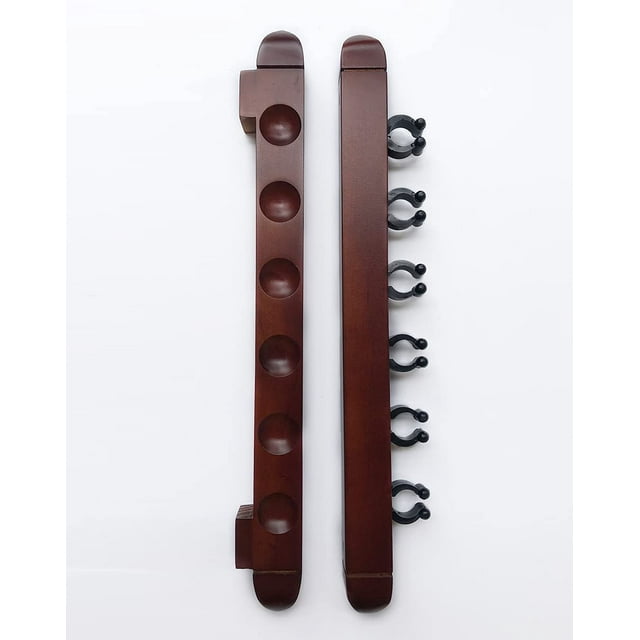 Billiard Wooden Cue Rack For 6 Pool Sticks, Wall Mount Hardwood Pool Cue Sticks Rack