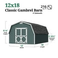 thumbnail image 3 of Little Cottage Co. 12x18 Classic Gambrel Barn with 4 ft. Sidewalls, Outdoor Wood Storage Shed Do-It-Yourself Precut Kit, 3 of 13